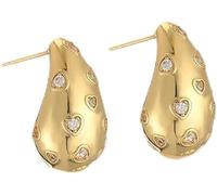 TTPSRY Ohrringe Damen Gold Tropfen Form Ohrstecker Helix Piercings mit Herzmuster Schmuck Piercing Ohr Set Elegant Ohrhänger für Frauen Mädchen Alltag Geschenk