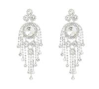 TTPSRY Ohrringe Damen Hängend Schmuckstücke Boho Runde Kristall Quaste Ohrringe Luxus Strass Ohrhänger Chandelier Schmuck Elegante Tropfen Ohrstecker Geburtstagsgeschenke (Weiß)