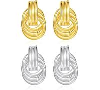 TTPSRY Ohrringe Damen Knoten Design Creolen Ohrstecker Schmuck Vintage Ohrhänger Statement Earrings Gold Silber Modeschmuck Geschenk für Frauen Mädchen Elegant Stilvoll B