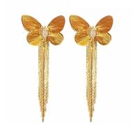 TTPSRY Ohrringe Damen Schmetterling Ohrringe Zirkonia Quaste Ohrhänger Stapelbar Zirkonia Earrings Elegant Damen Schmuck Lange Ohrstecker Frauen Geburtstagsgeschenke (Gold)