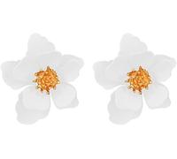 TTPSRY Ohrringe Einfache Blumen Mattierte Ohrringe Hypoallergen Süße mit Geschichteten Blütenblättern Schmuckgeschenk für Damen(Weiß)