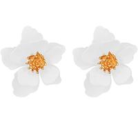 TTPSRY Ohrringe Einfache Blumen Mattierte Ohrringe Hypoallergen Süße mit Geschichteten Blütenblättern Schmuckgeschenk für Damen(Weiß)