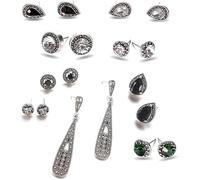 TTPSRY Ohrringe für Damen Ohrringe Tropfen Vintage Ohrstecker Set Schmuck Set Markasit Kristall Strass Ohrhänger Modeschmuck Geschenkidee A