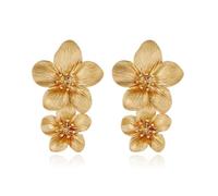 TTPSRY Ohrringe Mode Doppelschichtige Blumen Tropfen Böhmische Blume Übertriebene Blumenohrringe Modeschmuck für Damen