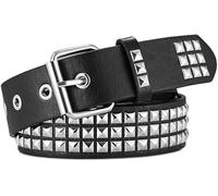 TTPSRY Punk Pyramidennieten Gürtel Breit Damen Herren Ledergürtel Metall Schnalle Silber Nieten Hüftgürtel Rockig 110cm