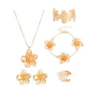 TTPSRY Schmuck Set für Damen 6 Pcs Elegantes Blüten Design Armband Ohrringe Halskette und Ring Hochwertiger Modeschmuck für besondere Anlässe