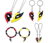 TTPSRY Schmucksets für Damen Herz Anhänger Freundschaftsketten Schlüsselanhänger Armbänder Superhelden Design Partnerschmuck BFF Schmuck Set Freundschaftsschmuck Geschenkset