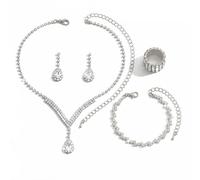 TTPSRY Schmucksets für Damen Kristall Hochzeit Schmuck Set Strass Halskette Armband Ohrringe Brautschmuck Geschenk Modeschmuck Jubiläum Geburtstag Abschlussball