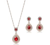 TTPSRY Schmucksets für Damen Tropfenform Schmuck Set Elegante Halskette mit Ohrringe Kristall Geschenkset Modeschmuck Hochzeit Geburtstag Jubiläum Weihnachten Muttertag