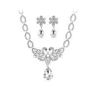TTPSRY Schwan Schmuckset Kristall Halskette Ohrringe Damen Elegant Luxus Schmuck Glänzend Tropfen Anhänger Hochwertig