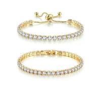 TTPSRY Tennis Armband Set Kristall Armkette Verstellbar Damen Schmuck Silber Glänzend Armschmuck Elegant