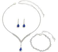 TTPSRY Tropfen Schmuckset Halskette Ohrringe Armband Kristall Strass Elegant Hochzeitsschmuck Damenschmuck Luxus Brautschmuck
