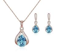 TTPSRY Tropfenform Kristall Schmuckset Ohrringe Halskette Elegant Zart Damenschmuck Klassisch Zeitlos Schmuckkollektion