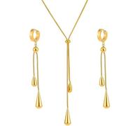 TTPSRY Tropfenform Schlangenkette Schmuckset Damen Halskette Ohrringe Elegant Wassertropfen Anhänger Klassisch Zeitlos Schmuck