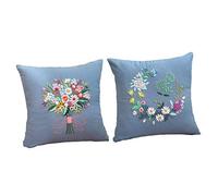 Tubayia 2 Set Blumen Muster DIY Stickerei Kissenbezug Stickpackung für Kinder Erwachsene