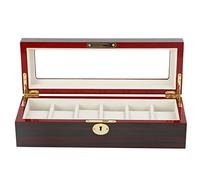 Tubayia Holz 6 Fächer Uhrenbox Uhrenschatulle Uhren Display Aufbewahrung Box für Geschenk