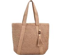 Tubayia Strandtasche Damen Groß Stroh, Korbtasche Geflochten mit Reißverschluss, Sommer Gewebte Handtasche,Gewebte Umhängetaschen, Eimer Korbtasche für Outdoor Reise Arbeit Einkaufen Party (Hellbraun)