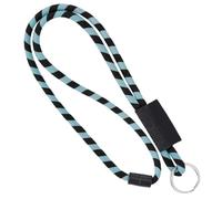 Tubular Lanyard Schlüsselband - rund weich lang mit Karabinerhaken Sicherheitsverschluss & Schlüsselring als Schlüsselanhänger Key Chain für Ausweis Handy Schlüssel (Hellblau/schwarz +Karabiner)