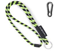 Tubular Lanyard Schlüsselband - rund weich lang mit Karabinerhaken Sicherheitsverschluss & Schlüsselring als Schlüsselanhänger Key Chain für Ausweis Handy Schlüssel (Neongrün/schwarz +Karabiner)