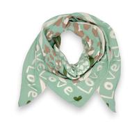 Tuch Damen Frühling Baumwolle Musselin Leo Print Made Italy Halstuch Herz Love Schal Sommer Dreieckstuch (Mintgrün-Hellbraun)