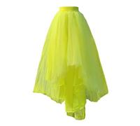 Tüll Rock Damen - Farbenfroher mehrlagiger Netzrock mit asymmetrischem hohem Bund elastischem Bund und fließendem Chiffon Stufenrock mit Rüschensaum