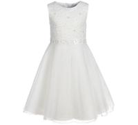 Tüllkleid HAPPY GIRLS "tulle dress with flowers", Mädchen, Gr. 92, N-Gr, beige (ecru), Jersey, Obermaterial: 100% Polyester, unifarben, Rundhals, Kleider (19019429-92) ecru