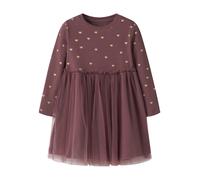 Tüllkleid NAME IT "NMFNADJA LS DRESS NOOS", Mädchen, Gr. 80, N-Gr, rosa (wild ginger), Jersey, Obermaterial: 95% Baumwolle, 5% Elasthan, bedruckt, regular fit Midi, Rundhals, Kleider (95494930-80) wil