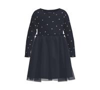 Tüllkleid NAME IT "NMFNADJA LS DRESS NOOS", Mädchen, Gr. 80, N-Gr, schwarz sapphire, Jersey, Obermaterial: 95% Baumwolle, 5% Elasthan, bedruckt, regular fit, Rundhals, Kleider (29358466-80) schwarz sa