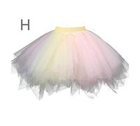 Tüllrock Bunt Damen Regenbogen Kurz Tütü Unterrock Vintage Puffy Tüll Rock Damen 50er Röcke Faschingskostüme Minirock Frauen Gummizug Tutu Petticoat A Linie Ballett Karneval 80er Damenrock