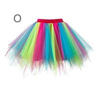 Tüllrock Bunt Damen Regenbogen Kurz Tütü Unterrock Vintage Puffy Tüll Rock Damen 50er Röcke Faschingskostüme Minirock Frauen Gummizug Tutu Petticoat A Linie Ballett Karneval 80er Damenrock