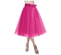 Tüllrock Damen 50er Ballet Tütü Elastische Unterrock Bunt Hohe Taille Tutu Röcke Tüll a Linien Klassisch Vintage Lang Petticoat
