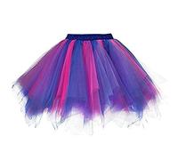 Tüllrock Damen 80er -Tutu Rock Damen Tüll Rock Kurz Unterrock Puffy Petticoat Mesh Tanzkleid Tütü Röcke Sommerrock Bunt Abendkleid Minirock für Karneval Party Ballett Tanzen Fasching Kostüm