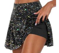 Tüllrock Damen Boho Lang - Grün, Schwarz, Blau - Mini, Maxi, Faltenrock - Lederrock, Glitzer Hose - Mädchen Rock (2-Black, XL)