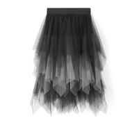 tüllrock Damen,Damen Unregelmäßiger Tüllrock Mehrschichtiger Mesh Faltenrock A-Linie Hoher Taillierter Rock Ballett Tutu Abschlussball Party Karneval Party Rock S-XXL