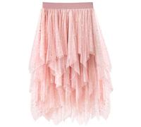 tüllrock Damen,Damen Unregelmäßiger Tüllrock Mehrschichtiger Mesh Faltenrock A-Linie Hoher Taillierter Rock Ballett Tutu Abschlussball Party Karneval Party Rock S-XXL