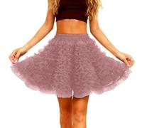 Tüllrock Damen Faschingskostüme-Rock mit elastischer Taille, Tüll, Geschichteten Rüschen, Netzstoff über dem Knie, kurzer Stufenrock