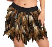 Tüllrock Damen Glitzer Outfit Damen Europäische und amerikanische Bühnenperformance-Kleidung für Feder-Halbkörperrock kurzer Rock Khaki XL