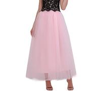 Tüllrock Damen Lang Damen-Faltenrock, Netzrock, Feenrock, mittellanger Langer Rock, Tanzrock Schwarzer Bleistiftrock Damen