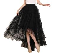 Tüllrock Damen Lang -Tütü Damen Bunt Tutu Rock Puffy Tüll Unterrock Asymmetrisch Röcke Petticoat Ballettrock Ballkleid Maxirock Tanzkleid für Karneval Party Ballett Tanzen 50er 80er Abendkleid