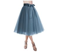 Tüllrock Damen Lang Tutu Rock Ballett Abschlussball Tanzrock A-Linie Vintage Tüll Elegant Röcke Petticoat Fancy Dress Mesh Swing Midirock Für Alltag, 50er Tütü