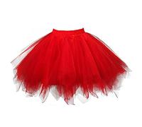 Tüllrock Damen Rosa, Tütü Damen Große Größen 3XL, Tüll Rock Damen Kurz Minirock Rockabilly Petticoat Unterrock Röcke 80er 50er Outfit Ballett Mini Skirt Ballettrock Tanzkleid Karneval Kostüm