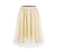Tüllrock Damen Tüll Röcke High Low Layered Puffy Fee A-Linie Midi Rock Unregelmäßiger Tutu Elegant Weich Knielang Bunt Skirt Silvester Festival Outfit für Abschlussball Karneval Party S-XL