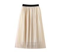 Tüllrock für Teenager, Mädchen, hohe Taille, leicht, atmungsaktiv, Netzstoff, gestuft, gerader Tutu-Rock, Kinder, Baggy, weich, solide, elegant, Festzug, Geburtstagskleid, Hose, beige, 5- 7 Jahre