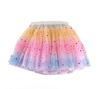 Tüllrock Kinder Mädchen, Bunt Regenbogen Prinzessin Rock 2 3 4 5 6 Jahre | Ballerina Tütü Bunter Prinzessin Feen Kostüm, Geschenk Mädchen, Violett/Dunkelviolett/Lachs