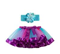 Tüllrock Kinder Mädchen Regenbogen Tutu Rock mit Stirnband,Bunte Petticoat Unterrock Ballettrock Tütü Prinzessin Tuturock für Tanzkleid Ballkleid Prom Abendkleid Party Karneval Kostüm Skirt