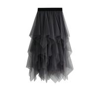 Tüllrock Lang Mesh Swing Midirock Für Alltag, Petticoat Damen Abschlussball Ballkleid Kurz Midi Rock A-Linie Tanzrock Unregelmäßiger Ballett Fancy Dress Vintage Tüll Unterrock 50er