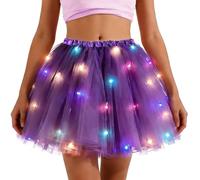 Tüllrock Lila, Tüllrock Damen Tütü Vintage Tüll Rock A-Linie Swing Minirock Tanzrock Ballettrock, Abschlussball Fasching Karneval Motto Party Ballett Tanzen Fancy Dress 38CM