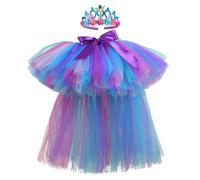 Tüllrock Mädchen Tütü Rock Asymmetrischer Ballettrock Minirock Tüll Tutu Röcke mit Haarschleife Prinzessin Rock Ballettkleid Tütü Kinder Karneval Geburtstag Festival Party Tanzrock Mini Skirt