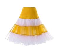 Tüllrock Petticoat Damen Vintage 50er Jahre Reifrock Ballettrock Karneval Elegant Tutu Rock Underskirt Crinoline Für Wedding Bridal Abend Rockabilly Kleid Gelb L