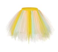 Tüllrock Regenbogen Damen, Buntter Tütü Damen, Tüll Rock Damen Kurz Minirock Rockabilly Petticoat Unterrock Bunt Röcke XXL Große Größen Ballett Mini Skirt Ballettrock Tanzkleid Karneval Kostüm